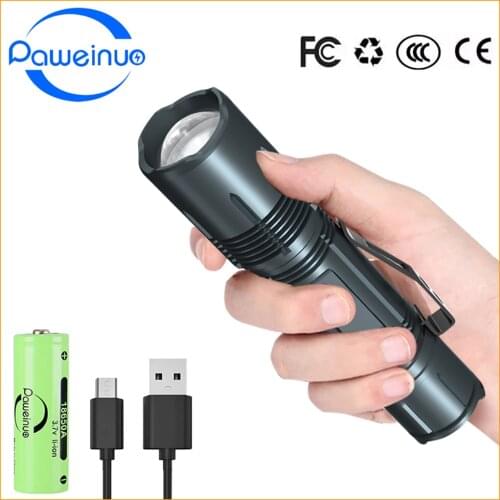 Paweinuo High Power Military Tactical Flashlight 18650 CREE XHP50 Mini Torch USB Hunting Camping Lantern Rechargeable Work Light
