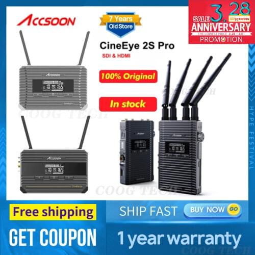 ACCSOON CineEye 2 2S Pro Wireless Video Transmission Transmitter 400ft 150m for 4 Receiver HDMI SDI 1080p 60fps v hollyland 400s
