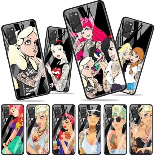 Tattoo Princess for Samsung Galaxy S20 FE Ultra Note 20 S10 Lite S9 S8 Plus Luxury Tempered Glass Phone Case Cover