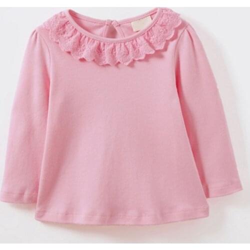 Toddler Girls Pink Lace Sweatshirts Spring Autumn Baby Girl Cotton Shirt Kids Blouses Girls Long Sleeve Tee Shirt Children Tops