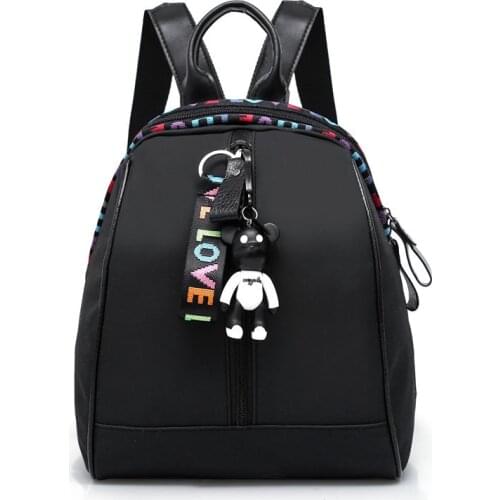 2019 Fashion Women Backpack School Bags for Teenage Girls Bear Pendant High Quality Youth Travel Bags Mochila Mujer Feminina