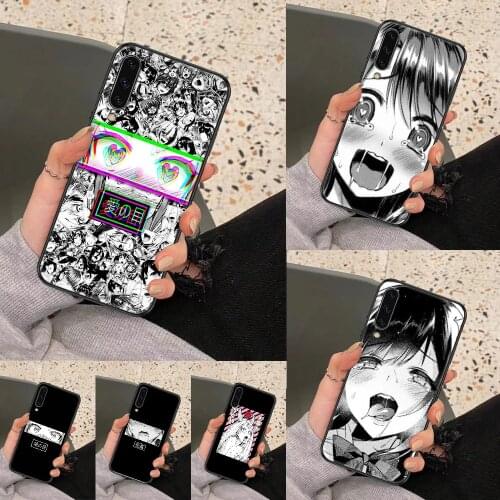 Hentai Anime Girl Faces Sexy Phone case For Samsung Galaxy A 3 5 7 8 10 20 21 30 40 50 51 70 71 E S 2016 2018 4G black silicone
