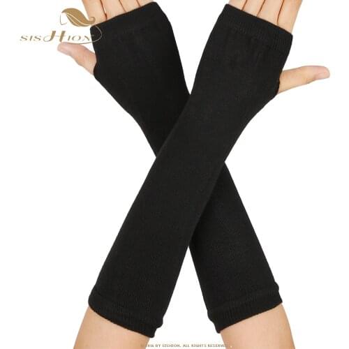 SISHION 1 Pair Autumn Winter Women Knit Gloves Arm Wrist Sleeve Warmer Girls Rhombus Long Half Winter Mittens SP0527