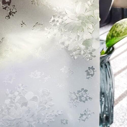Flower Glass Film Static Cling Heat-Proof Privacy Protection UV-Prevention Durable Reusable Removable Home-Decor Window Covering