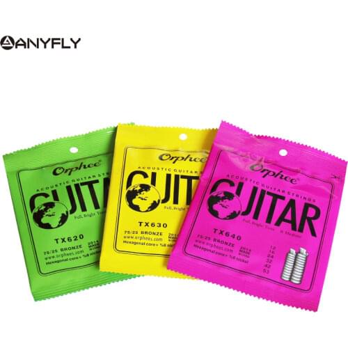 Orphee 1 SET ACOUSTIC Guitar String Hexagonal core+8% nickel FULL,Bronze Bright tone& Extra light Extra Light Medium
