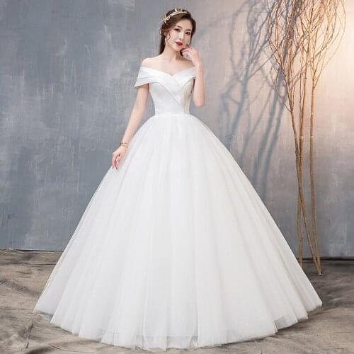 Wedding Dress 2020 New Elegant Boat Neck Ball Gown Off The Shoulder Princess Vestido De Noiva Plus Size Customize