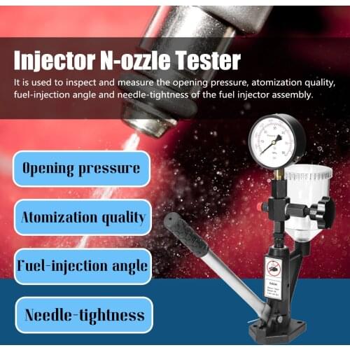 S60H Fuel Injector Tester Nozzles Tester with 0-60MPa/ 0-8000 psi Dual Scales Gauge Manual Pressure Adjustable Testing Tool
