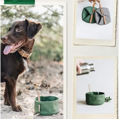 Outdoor Dog Water Bowl Waterproof Pet Food Basin Cat Bowl Portable Collapsible Hanging Canvas Dog Feeders Pet Drinking Bowl