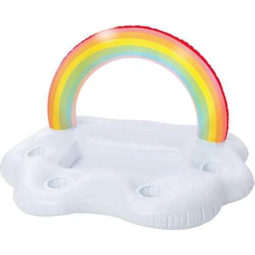 Summer Party Bucket Rainbow Cloud Cup Holder Inflatable Pool Float Beer Drinking Cooler Table Bar Tray Beach Swimming Ring