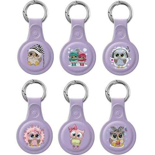 For Apple Airtags Protective Case Cute Owl Cover For Air Tag Locator Tracker Case Anti-lost Device Keychain Protective Soft Case