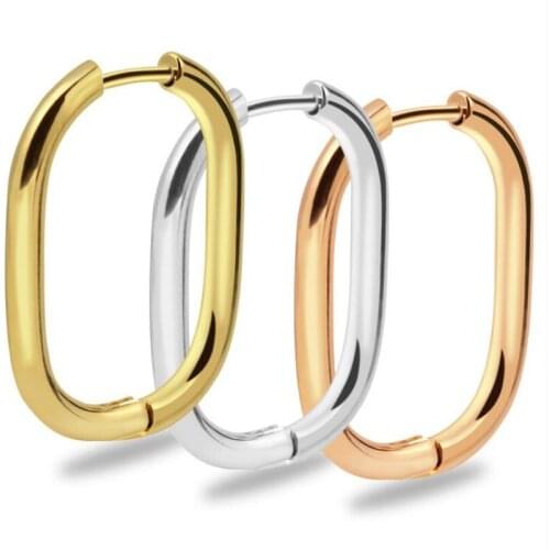 New Trendy Geometric U Shape Earrings For Women Stainless Steel Punk Gold Color Personality Stud Earrings Fashion Jewelry Gifts