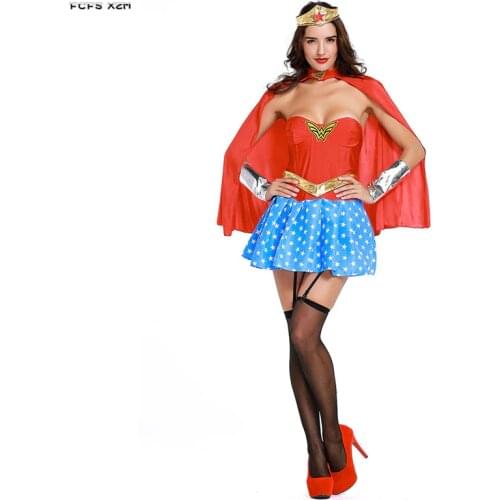 Female Wonderful woman Cosplay Halloween superwoman Costumes for Woman Carnival Purim Masquerade Nightclub Party Role play dress