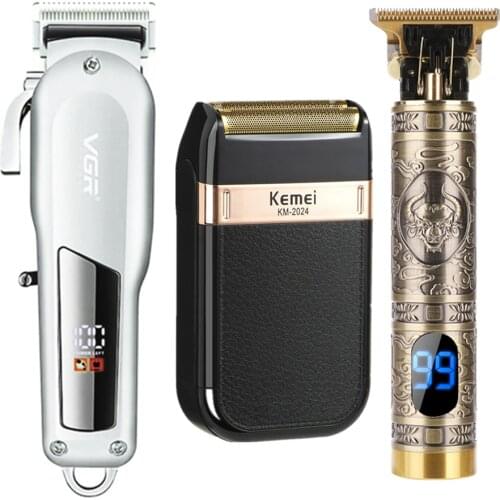 LCD Hair Trimmer For Men Electric Hair Clippers Beard Trimmers Mower Mens Shaver 0mm Hair Cutting Machine Cordless Razor Clippe