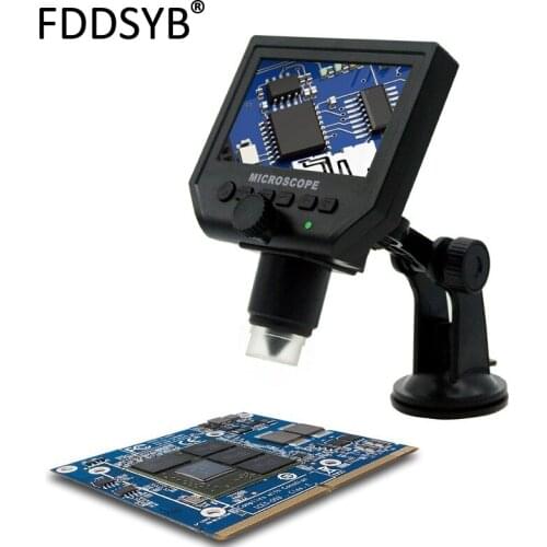 1-600x 3.6MP USB Digital Electronic Microscope Portable 8 LED VGA Microscope With 4.3" HD OLED Screen For PCD Motherboard Repair