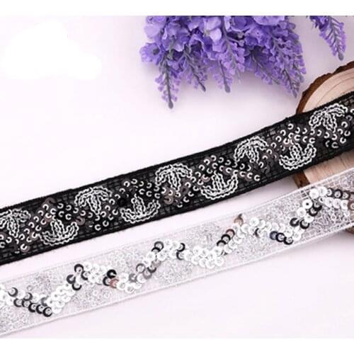 1 yard 2.5cm mesh sequin bead embroidery lace wavy color sequins national costume lace DIY party wedding arrangement lace