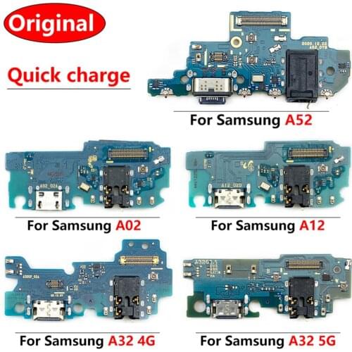 100% Original For Samsung A02 A32 4G A32 5G A52 A72 A12 USB Charger Plug USB Micro Charging Dock Connector Microphone Board