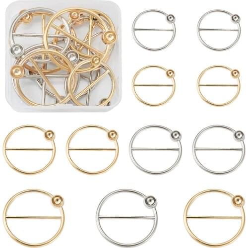 12pcs/box Alloy Rings Clip Waist Ring Shirt T-shirt Silk Scarf Decorative Fixed Buckle Jewelry DIY Making Garment Accessories