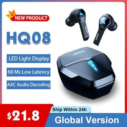 Lenovo HQ08 True Wireless Gaming Earphone Bluetooth 5.0 Headset Noise Reduction Graphene Diaphragm Headphones with Mic No-Delay