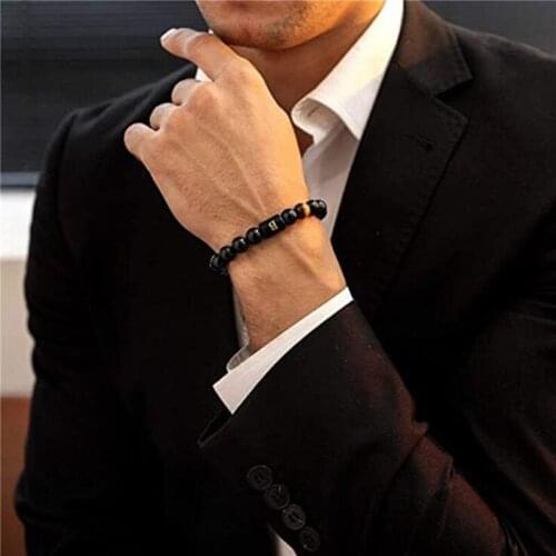 Luxury Natural Agate Stone Bead Bracelet Men Women Simple Handmade Adjustable Stone Bead Bracelet For Men Women Jewelry Gift