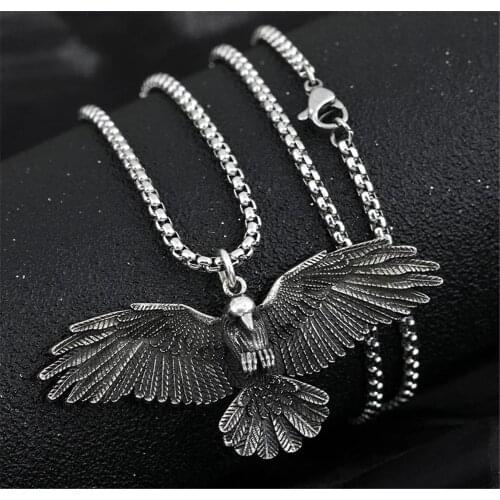 Personality Eagle Pendant Necklace for Men Women Vintage Silver Color Punk Style Animal Necklace Men Chain Male Hip Hop Jewelry