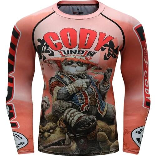 Cody Lundin New Design Digital Sublimation Printed Long Sleeve Men Running Fitness Rash Guard