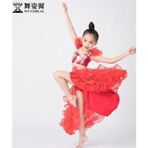 Dance wing childrens belly dance skirt performance clothing 2019 performance clothing suit modern dance clothing rt389