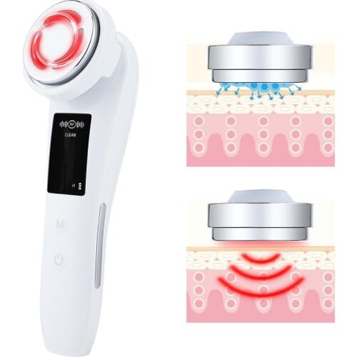 EMS LED Photon Therapy Sonic Vibration Wrinkle Remover Hot Treatment Anti Aging Skin Cleaner Cleansing Rejuvenation Machine Faci