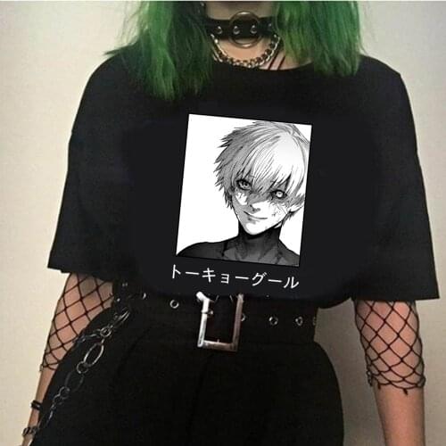 Harajuku Tokyo Ghoul Unisex T-shirt Japanese Anime Kaneki Ken Printed Mens Tees Streetwear Casual Tops
