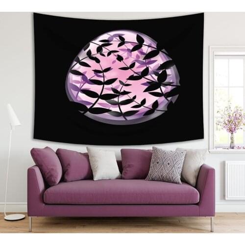 Tapestry Plants Grasses Greenery in an Egg Paper Cut Art Spring Decorative Illustration Lilac Purple Black
