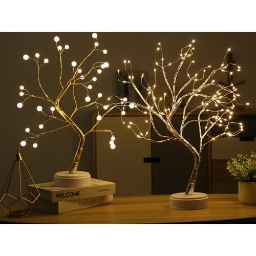 Exquisite High-end Lantern LED Copper Wire Light Tree Light Touch Switch Pearl Starry Fire Tree Silver Flower Warm Night Light