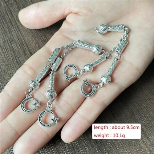 2pcs 9cm Pop Turkey Star Moon Rosary Pendant DIY Handmade Bracelet Necklace Jewelry Accessories