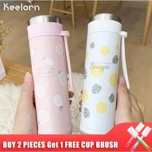 Keelorn 280ML Thermos Mug hidro flask Thermos Cup Stainless Steel Vacuum Fruit Portable pineapple Vacuum Flaks Thermoses Cup