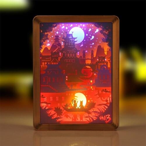 Shadow Box Frame Wholesale Christmas Tree Painting Customized Toys Glow Party Supply DIY Handicraft Led Paper Cut Light Box