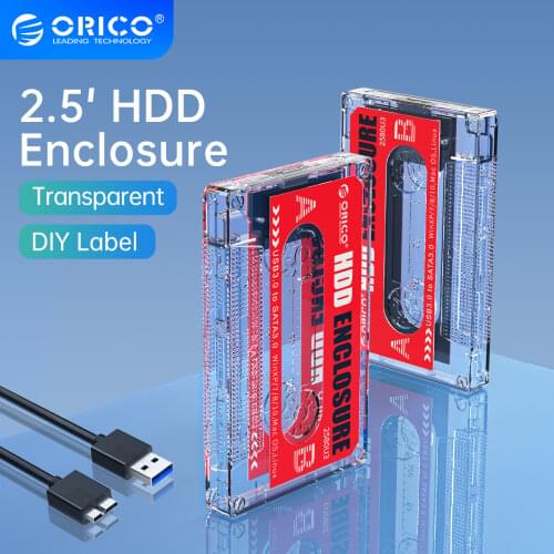 ORICO Transparent HDD Enclosure External Hard Drive Case SATA to USB3.0 5Gbps 2.5 inch HDD Case for 2.5'' 7mm-9.5mm SSD HDD Box