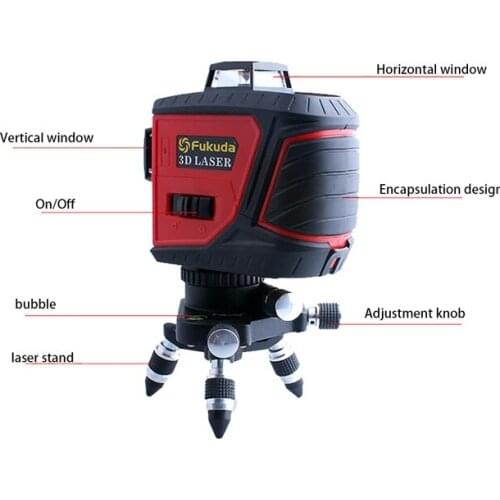 3D MW-93T-1 12 Red Laser Lines Laser Level Beam Line Self-Leveling 360 Horizontal And Vertical Cross Super Powerful