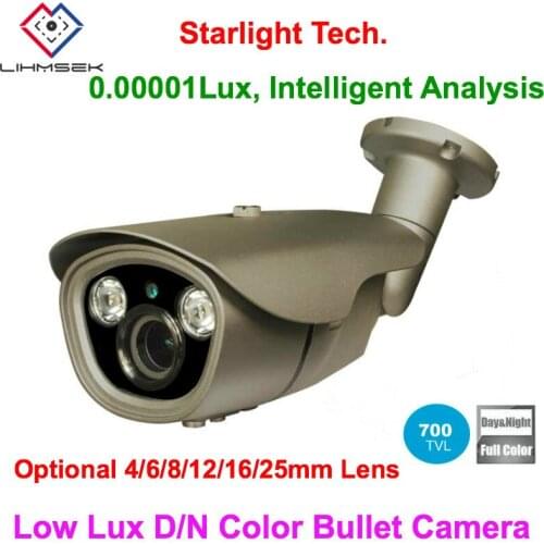 Lihmsek Intelligent in Dark Sony CCD 700TVL Analog Starlight Camera Day Night Color Image Camcorder CCTV Model Fixed Lens