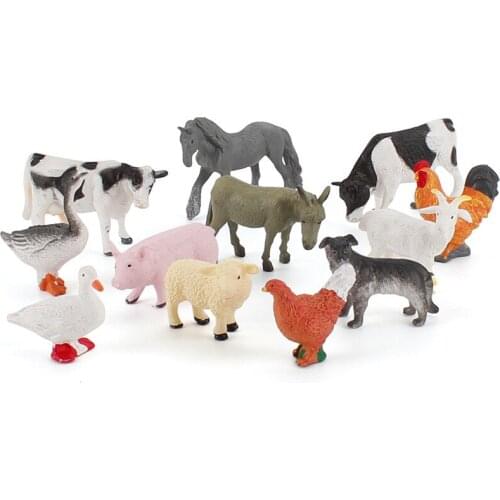 Simulation Hand-painted animal protototype Set Hen Poultry,Rabbit,Dog Farm Model Figurine Miniature Educational Kids Toys