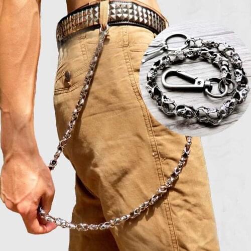 Hip hop Punk Men Ghost Chain Belt Waist Key Ring Male Pants Chain Jeans Punk Metal Pants Rock Clothing Accessories Jewelry