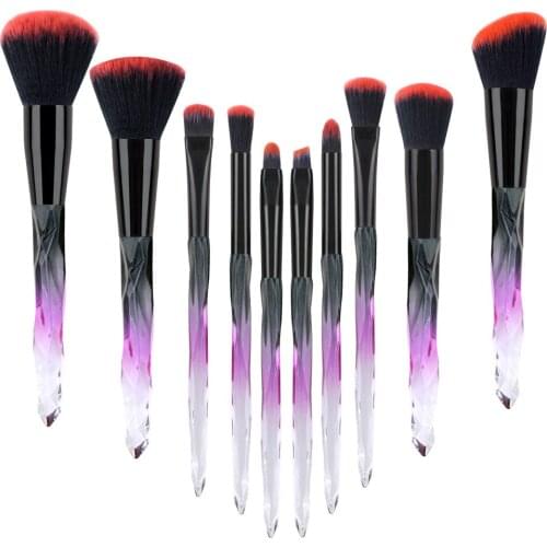 10 Pack scattered paint eyeshadow brush Crystal makeup brush set of 10 transparent DIA handle set