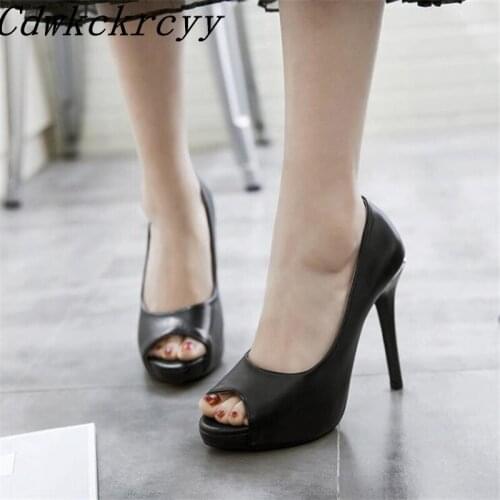 Spring and Autumn New pattern fashion Fish mouth High-heeled Women Shoes black white Pink Simplicity Comfortable Women Shoes