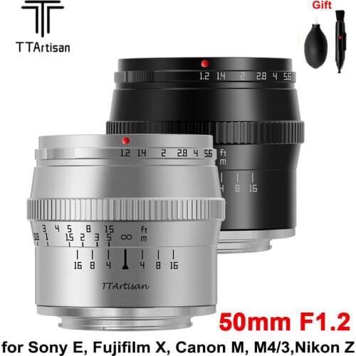 TTArtisan 50mm F1.2 Camera Lens APS-C Manual Focus Large Aperture for Sony E Fujifilm X Canon M M4/3 M43 Nikon Z Zfc Camera