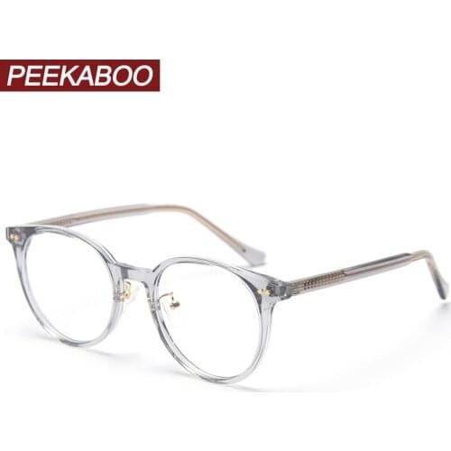 Peekaboo korean style round glasses frame men blue light blocking TR90 optical fashion spectacle frames for women clear lens
