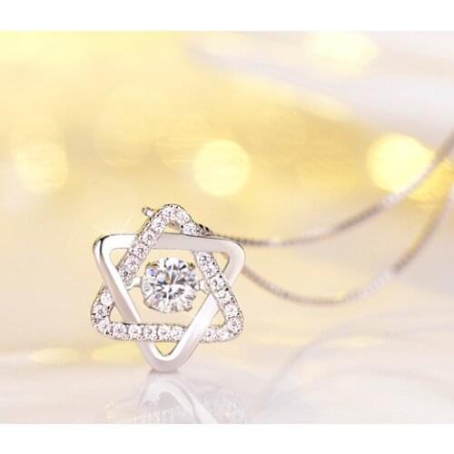 925 Sterling Silver Six-pointed star zircon Necklaces & Pendants For Women Fashion Lady Festival Gift Sterling-silver-jewelry