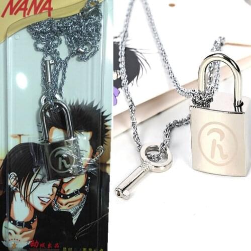 Nana anime necklace for women men key lock couples necklaces for lovers valentine gift cosplay accessories girlfriend gift