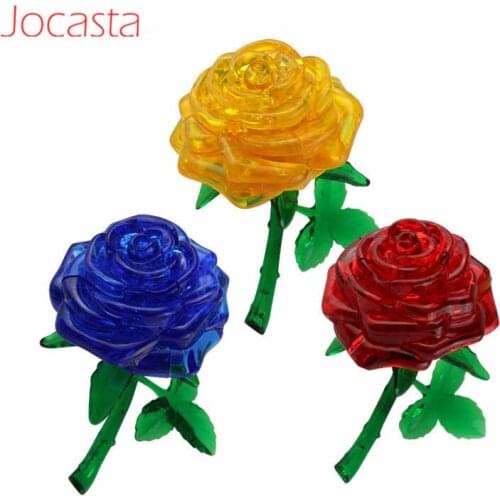 Rose Puzzle 3D Crystal Puzzle Toys Jigsaw Model DIY Beautiful Craft Toy Flower Puzzle Furnish Gift Educational Toys for Kids