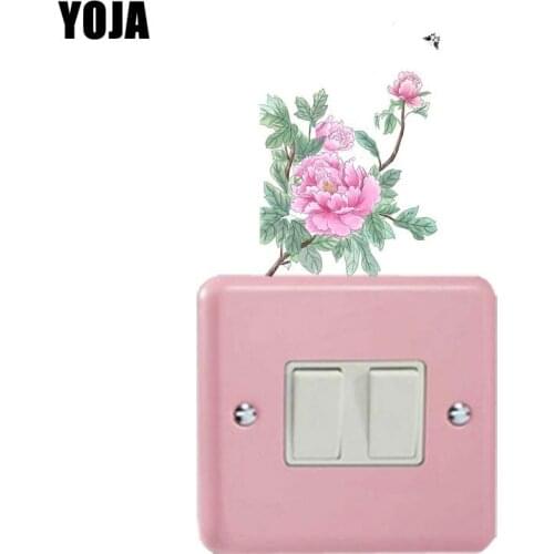YOJA Retro Flower Peony Flower PVC Personalized Nice Quality Switch Sticker Decor Wall Decal 8SS0693