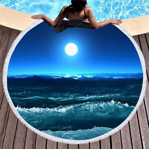 Sky Microfiber Towel Beach Towel for Adult Yoga Mat Tassel Large Round Towel Cotton 150cm Tapestry Home Decor Blankets