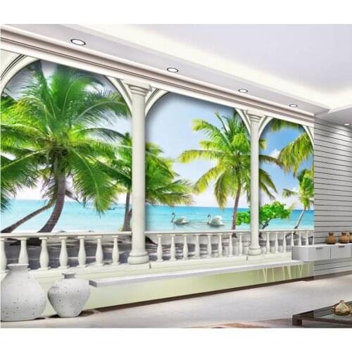 Custom photo wallpaper for walls 3 d Mediterranean murals Seaside landscape tree 3D TV background wall papers for living room