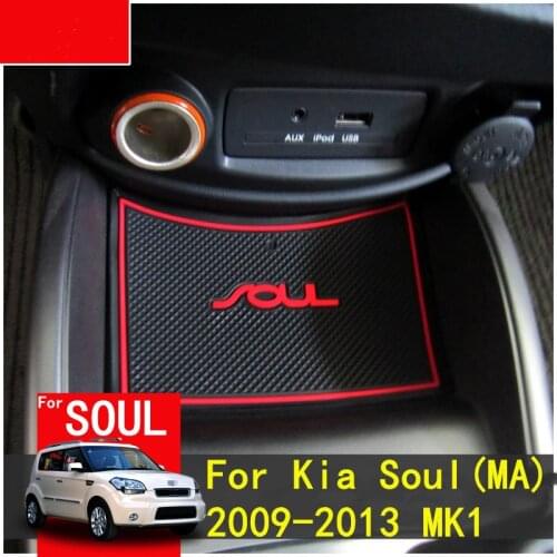 3D Rubber Mat For Kia Soul 2009~ 2013 MA MK1 Door Slot Pad Cup Cushion Groove Mat Lnterior Anti Slip Mat Car Accessories