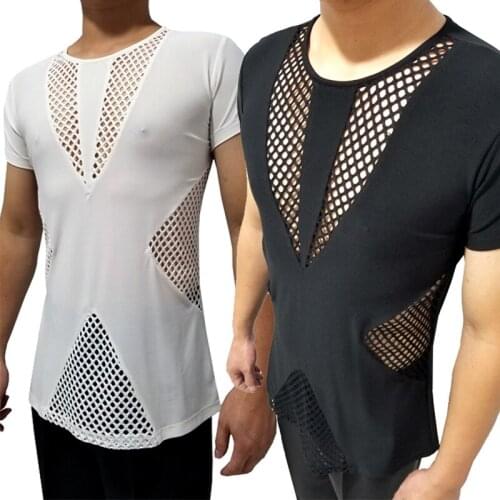 Latin Dance Shirts Men Hollow Short Sleeved Shirt Salsa Rumba Tango Cha Cha Wear Male Latin Dancing Practice Clothes DNV13338